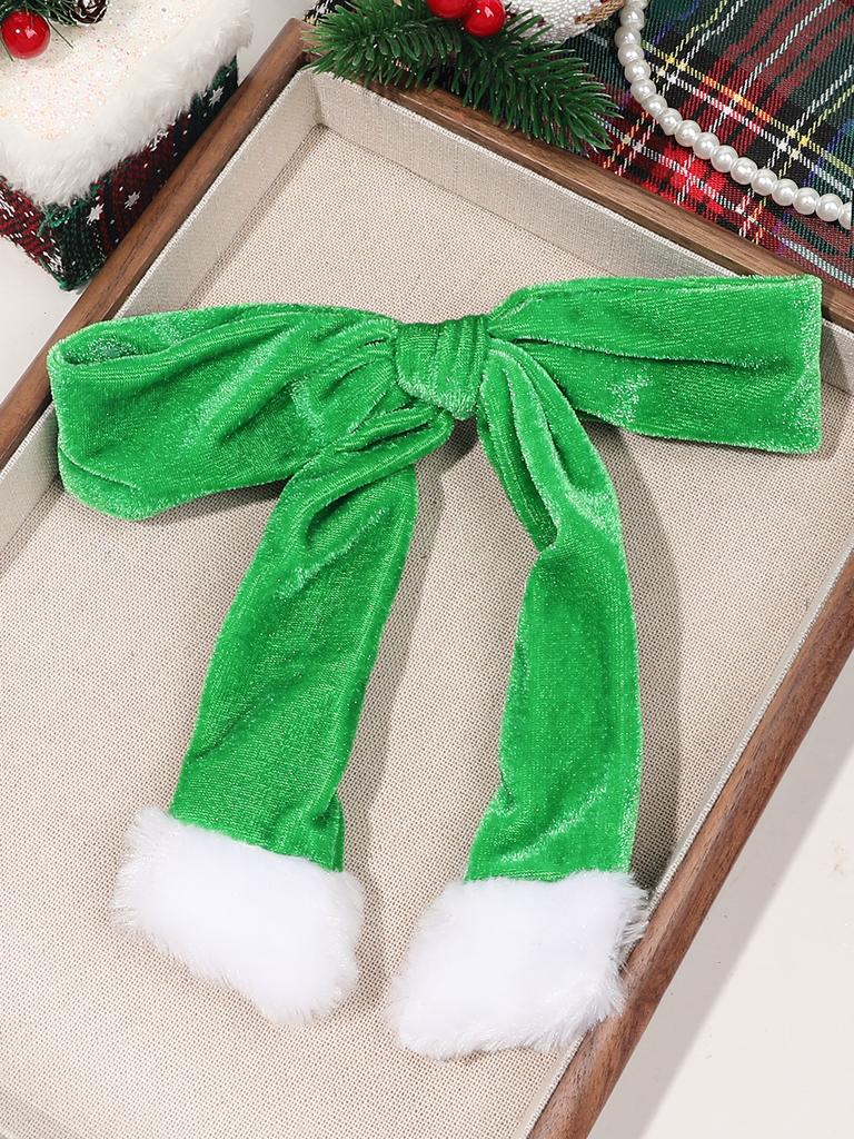 1 Pcs Red Christmas Velvet Hair Clip,Bow Christmas Stocking Hair Clip with Slide Metal Hair Clips Ponytail Holders for Women