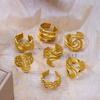 Stainless Steel Vintage Irregular Geometric Open Rings For Women Gold Plated Chunky Finger Ring Party Aesthetic Jewelry Gifts