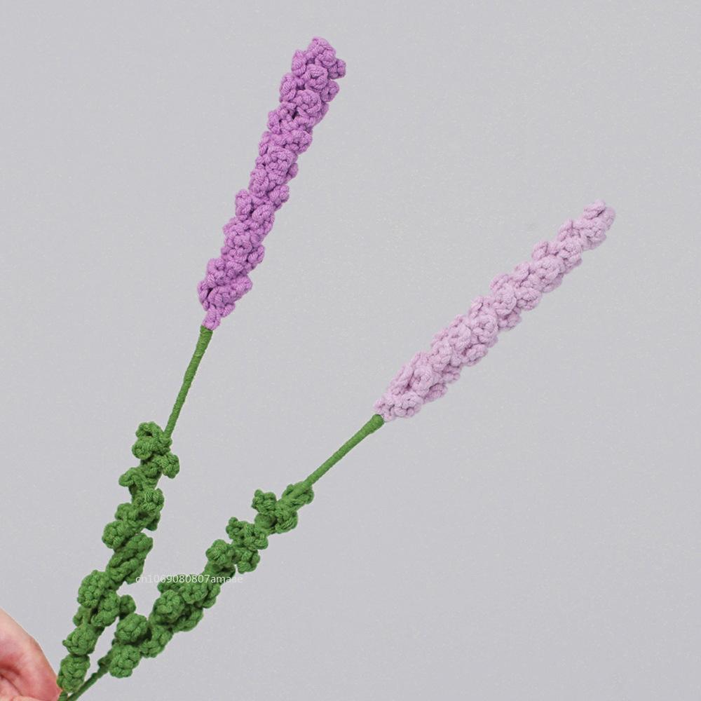 

Handmade Woven Lavender DIY Crochet Knitting Flowers Arrangement Artificial Plant Finished Bouquet Romantic Valentine s Day Gift dark purple