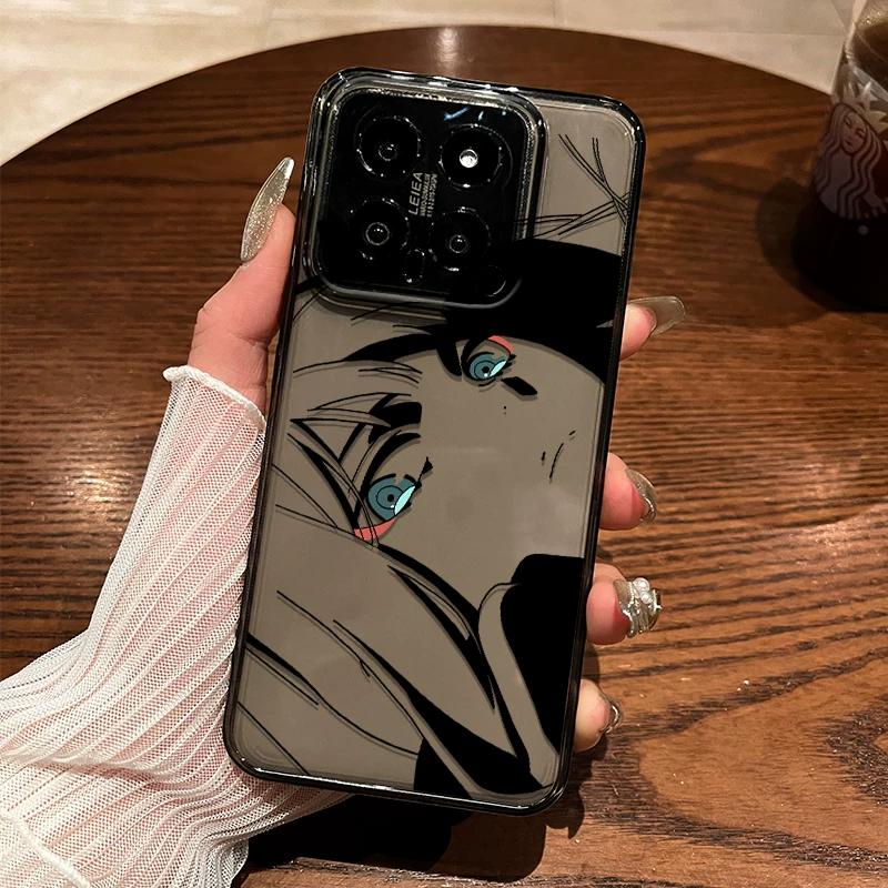 Anime Manga Eyes Line Art TPU Phone Case For IPhone 15 14 13 Pro Max & Samsung Galaxy S24 S23 Ultra, Clear Shockproof Protective Cover