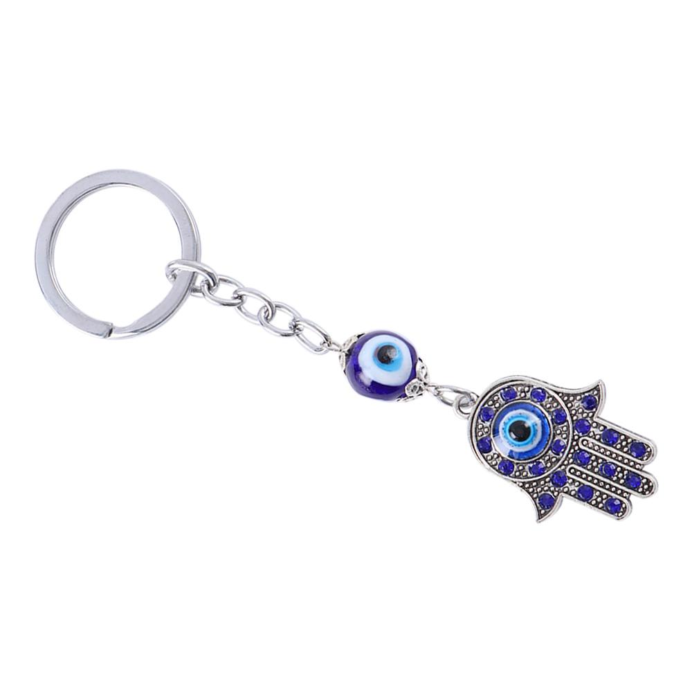 Jewelry Good Luck Car Keyrings Blue Key Holder Protection Charm Hamsa Keychain Fatima Hand Evil Eye