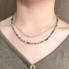 High-end Red and Green Treasure Natural Stone Beaded Women's New Double-layer Collarbone Chain