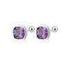 Purple Geometric Square Diamond Stud Earrings - Elegant French Fashion Design