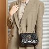 Cowhide Rhombus Armpit Bag, Leather Versatile Shoulder Chain Bag, Fashion Lock Small Square Bag
