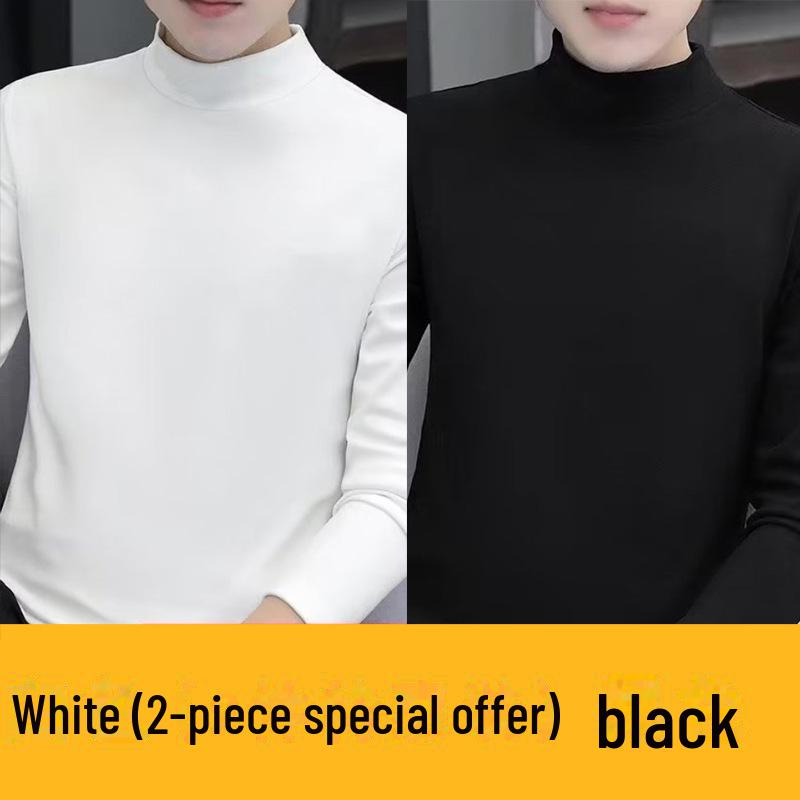 Men's Double-Sided Flannel Long-Sleeve Mid-Collar T-Shirt - Warm Winter/Spring Top (2022)