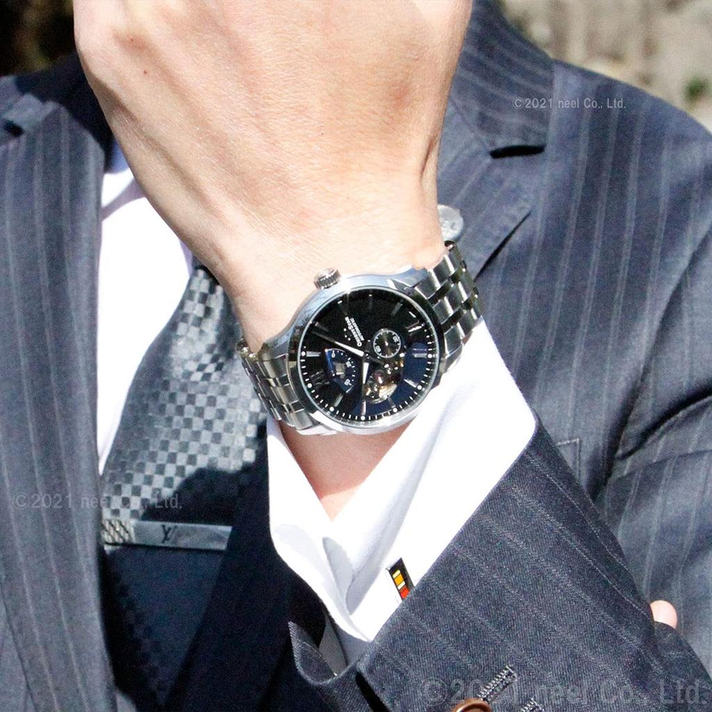 [ORIENT STAR] Automatic Men's Watch Layered Skeleton Mechanical Japan-Made 2-Year Warranty Open Heart RK-AV0B03B Black