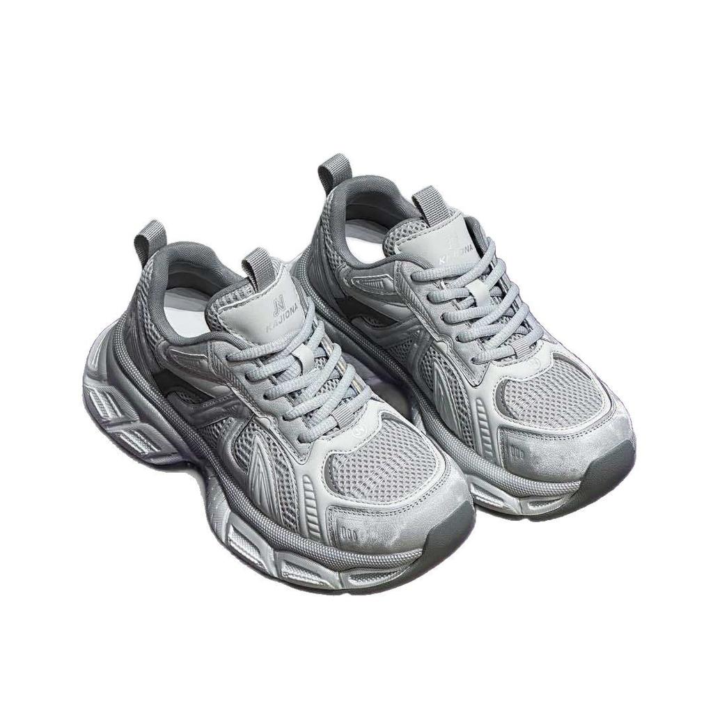 Thick-soled heightening gray dad shoes women's 2025 spring new mesh breathable sports shoes popular lightweight casual shoes