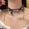 Winding Rivet Leather Collar Cropunk Metal Love Female Yk Subculture Niche Design Necklace