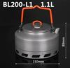 1.1/1.6L Outdoor Camping Hiking Portable Kettle Collector Heat Ring Coffee Water Kettle Teapot Windproof Camping Cookware
