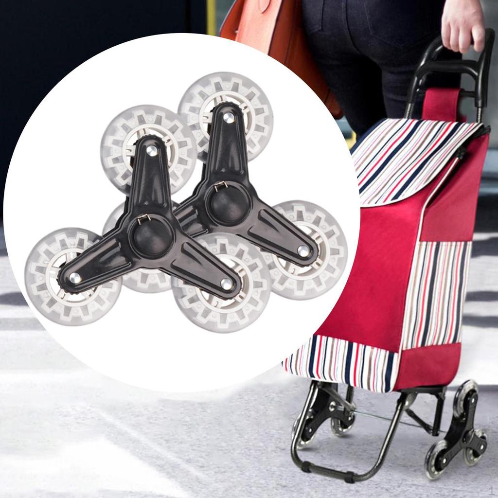 2x Trolley Triangle Wheels Anti Slip Waterproof Practical Easy Installation Stair Climber