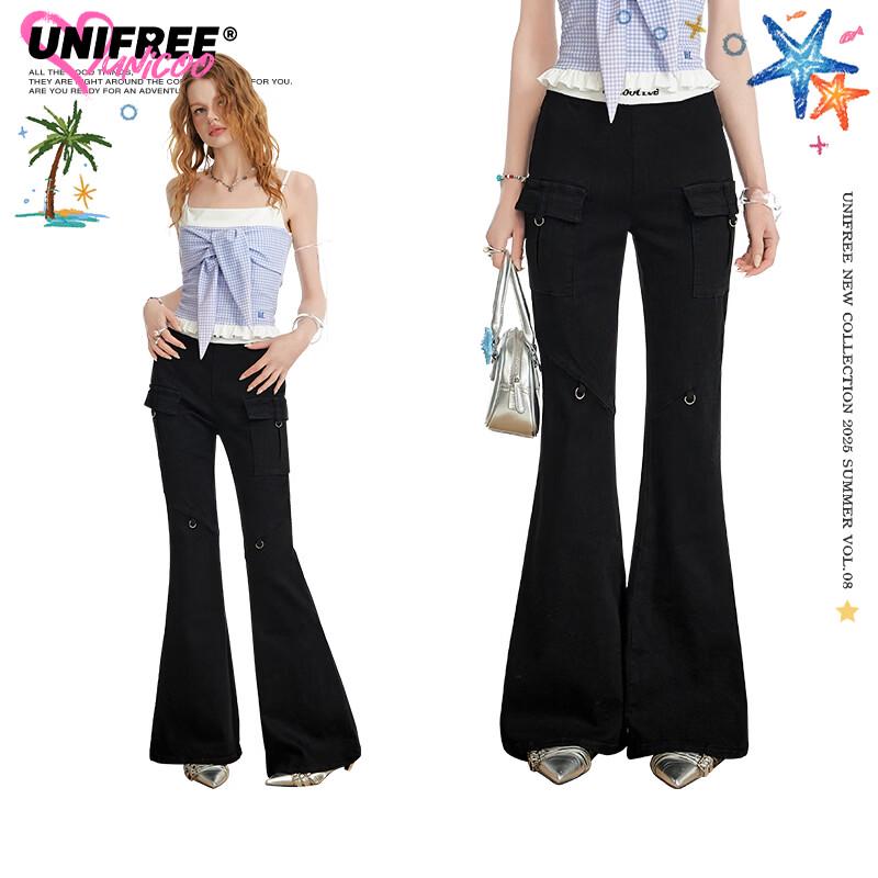 UNIFREE Low-Waist Flared Cargo Pants XL