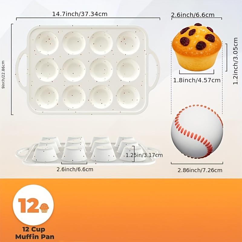 Silicone Muffin Baking Pan with Metal Support Structure, Featuring 12 Standard-Sized Non-Stick Cupcake Compartments, Perfect for Oven Use