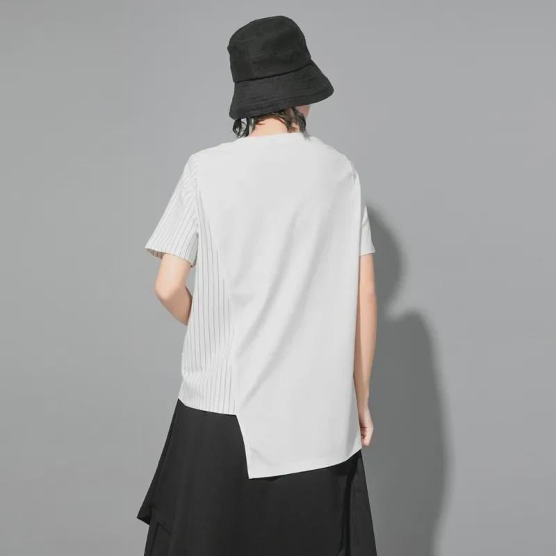 Women's European and American Summer Striped Short-Sleeve Cotton T-Shirts - Loose, Versatile, and Slim Fit.