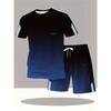 Summer Men's Fashionable Gradient Color 3D Digital Printed Round Neck Short Sleeved Loose Oversized Breathable Comfortable Sports Wear