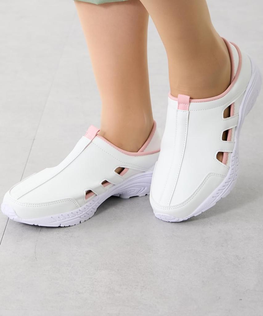 Nissen Women's Nurse Laine Original Work Shoes with Side Vents, 2-Way Nurse Shoes, Navy, Size 22.5