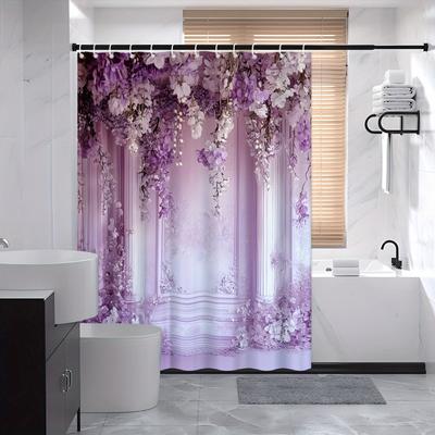 Duschvorhang: Lavendel-Blumenbogen für eine romantische und elegante Badezimmerdekoration