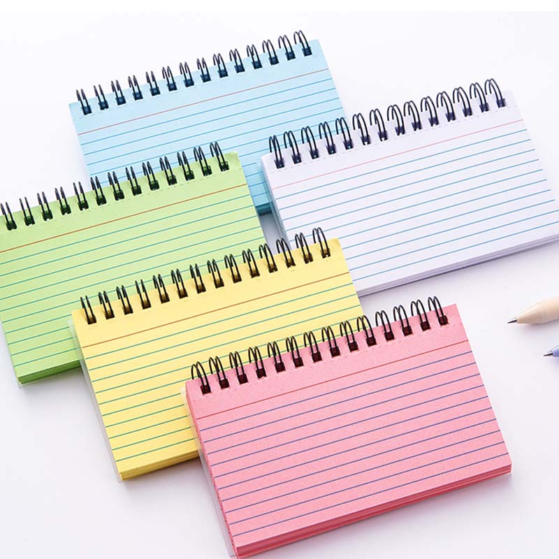 WTEMPO Small Spiral Pocket Notebooks Memo Pads for Home Office School Tearable Horizontal Line Notepads 5 Colored Notebooks 50 Sheets Per Notebook