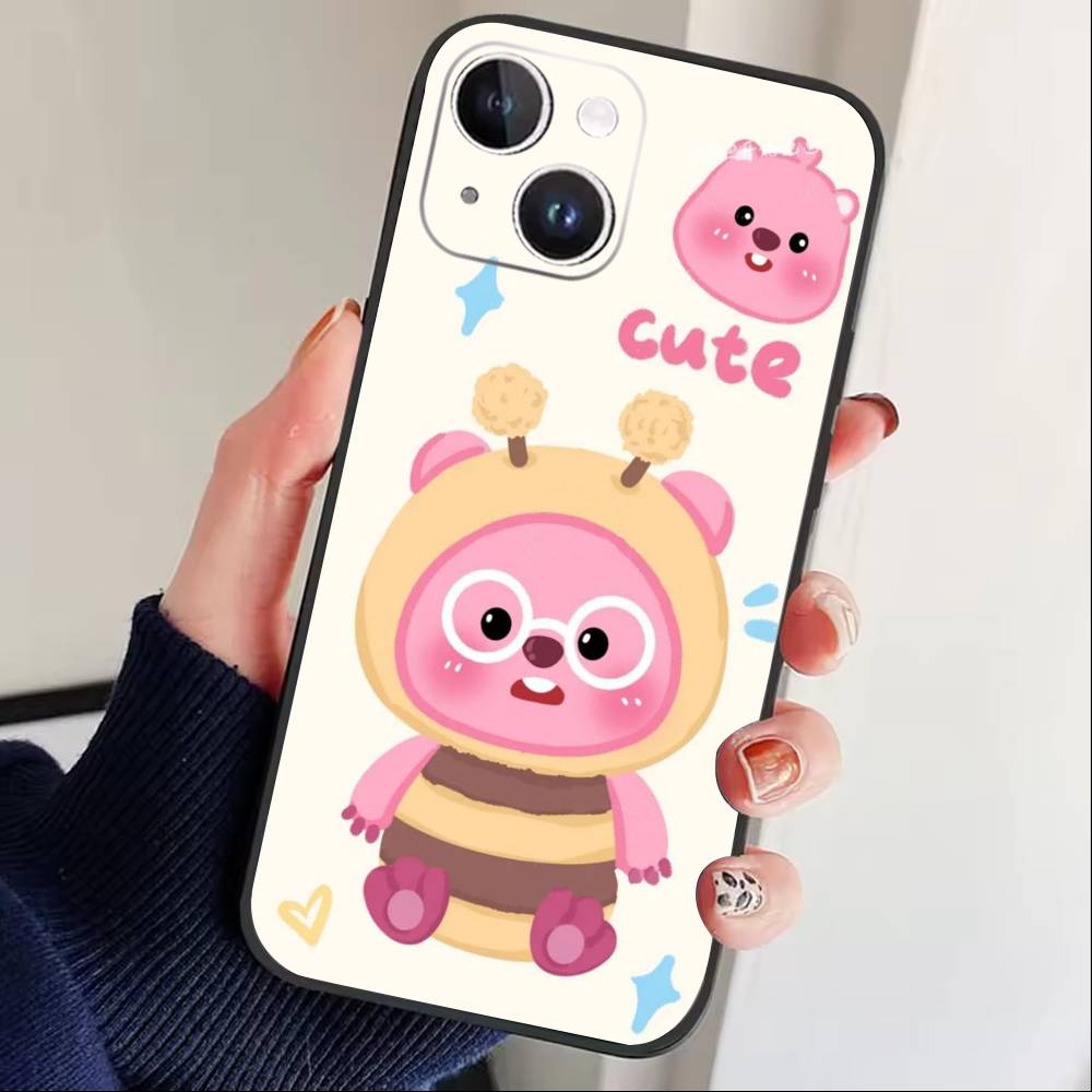 

Cute Cartoon K-loopy Phone Case For iPhone 17 16 15 14 13 12 Max Plus Silicone Black Cover iPhone14Plus