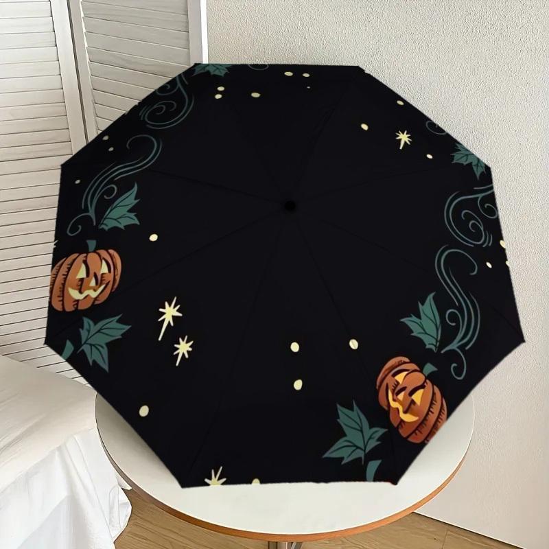 

1pc Halloween Night with Pumpkins and Stars Umbrella with Plastic Handle,Suitable for All Seasons Home Travel Outdoor UmbrellaDD514