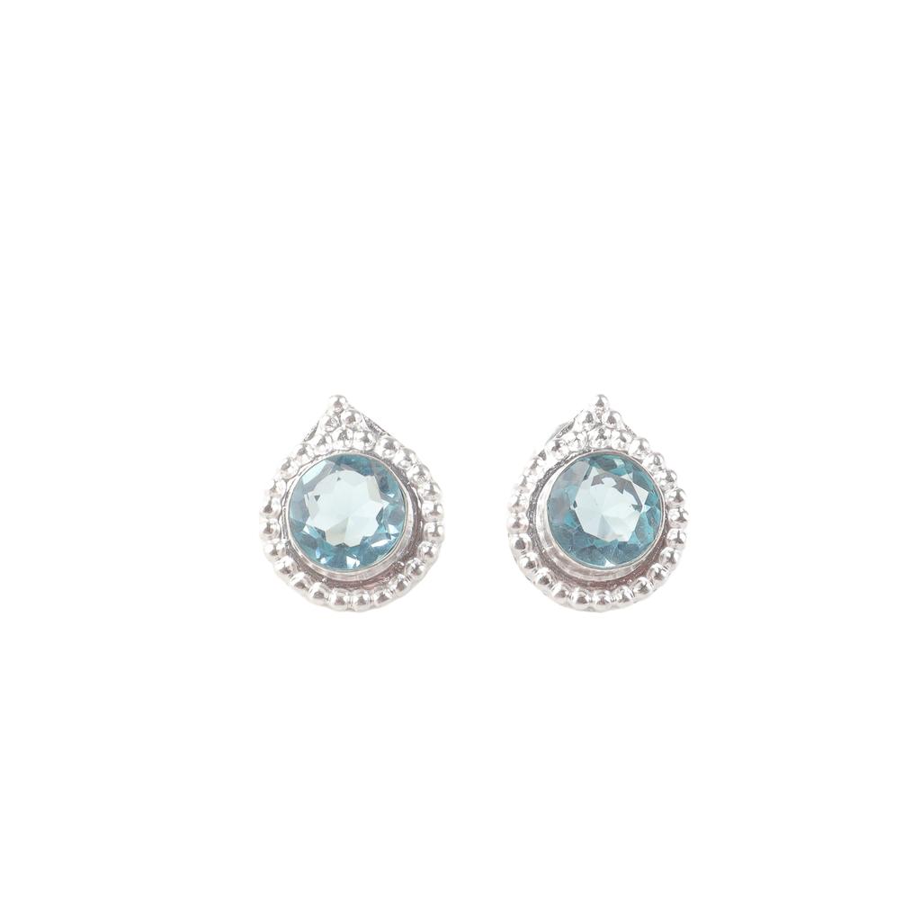 Sky Blue Topaz Gemstone 925 Sterling Silver Jewelry Handmade Stud Earrings 0.62" EE-125-2