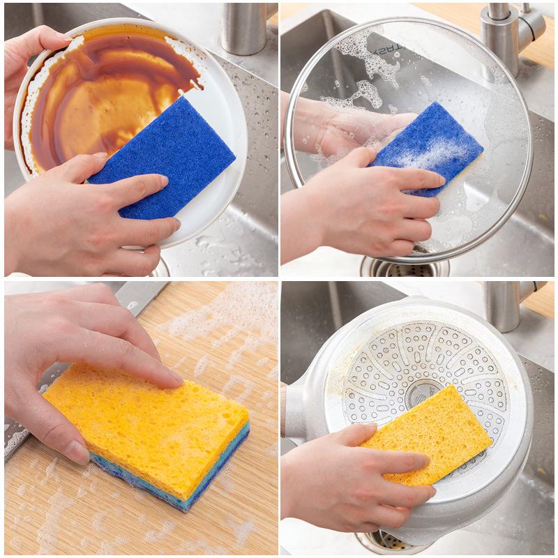 Non-Stick Oil Removal Kitchen Sponge & Scrubber - Absorbent, Easy Clean Dish Brush & Scouring Pad