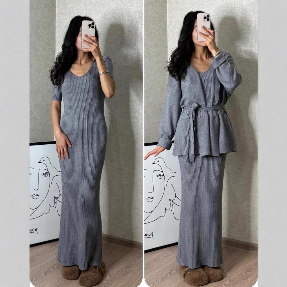 2025 Spring Women's Fashion: European & American Knitted Sweater Casual Set