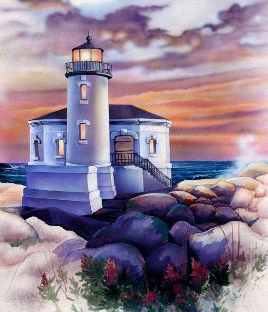 RUOPOTY Paint By Numbers Tower Landscape Wall Art Unique Gift Acrylic Home Decor Hand Painted Coloring Seaside For Living Room