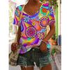 Womens V-Neck Short Sleeve T-Shirt With 3D Printed Striped Loose Fit Casual Chic Top 2025