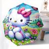 Hello Kitty,Spring Flowers Automatic Folding Umbrella-Simple 8-Rib Design, Bright Cartoon Pattern, Durable Iron Frame, Suitable For Travel,