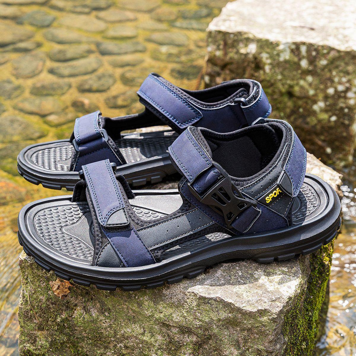 

Lidani cool slippers men s summer non-slip thick soles increase height, comfortable and breathable outside, beach sports sandals men s 39 темно-синий