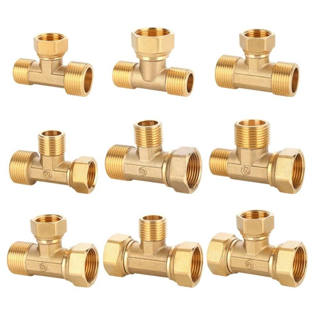 New 1/2 BSP Pneumatic Plumbing Connector Tee Type Male/Female Thread Copper Fittings Water Oil Gas Adapter