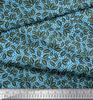 Soimoi Blue Poly Crepe Fabric Dots & Beach Leaves Decor Fabric Printed metre 42 Inch