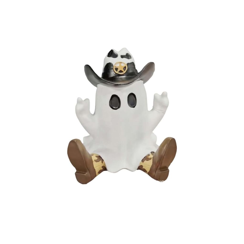 Halloween Cowboy Ghost Statue Ornaments Funny Ghosts Tabletop Decoration For Home Garden Outdoor Party Festival