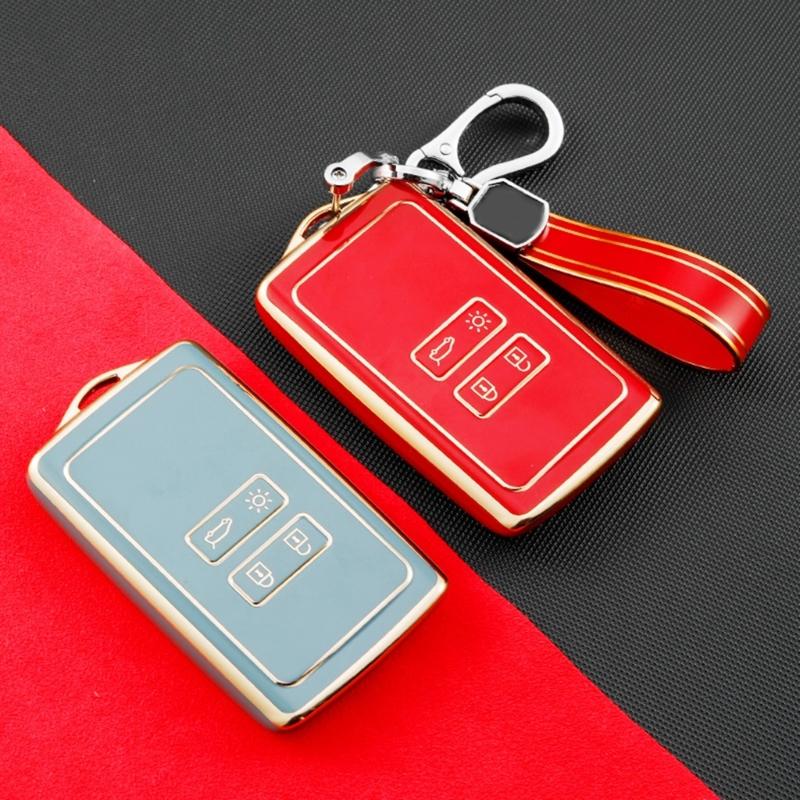 Waterproof Automotive Key Shell 4 Buttons Remote TPU Key Card Case Fob Cover Holder Modified Suitable for Espace/Tce/300