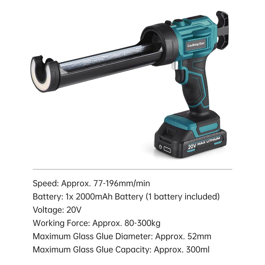 Cordless Caulking Machine 20V Hand-held Cordless Electric Caulking Tool Kit 4   Speeds for Filling Sealing Comes with Battery and   LED