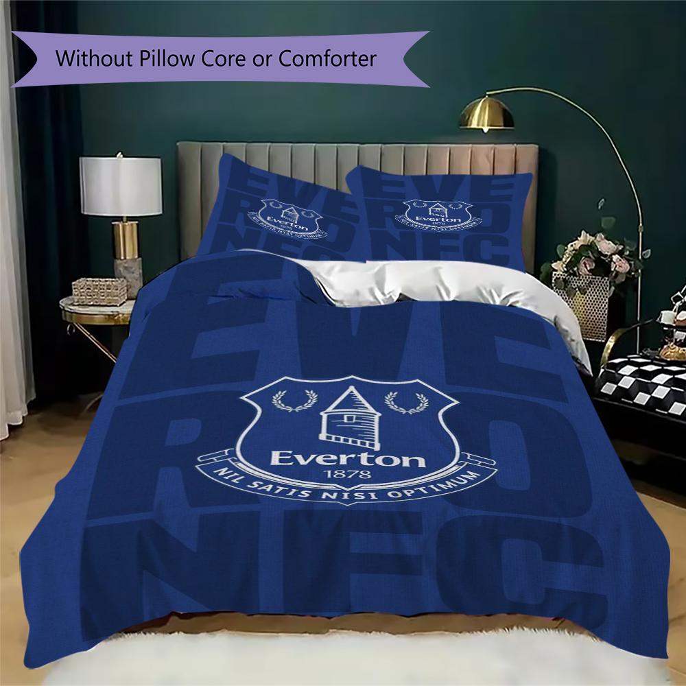 Set Copripiumino Trapuntato con Fantasia Everton FC Federa Decorazione per la Casa Regalo di Compleanno (1 * copripiumino + 2 * federe senza imbottitura)40