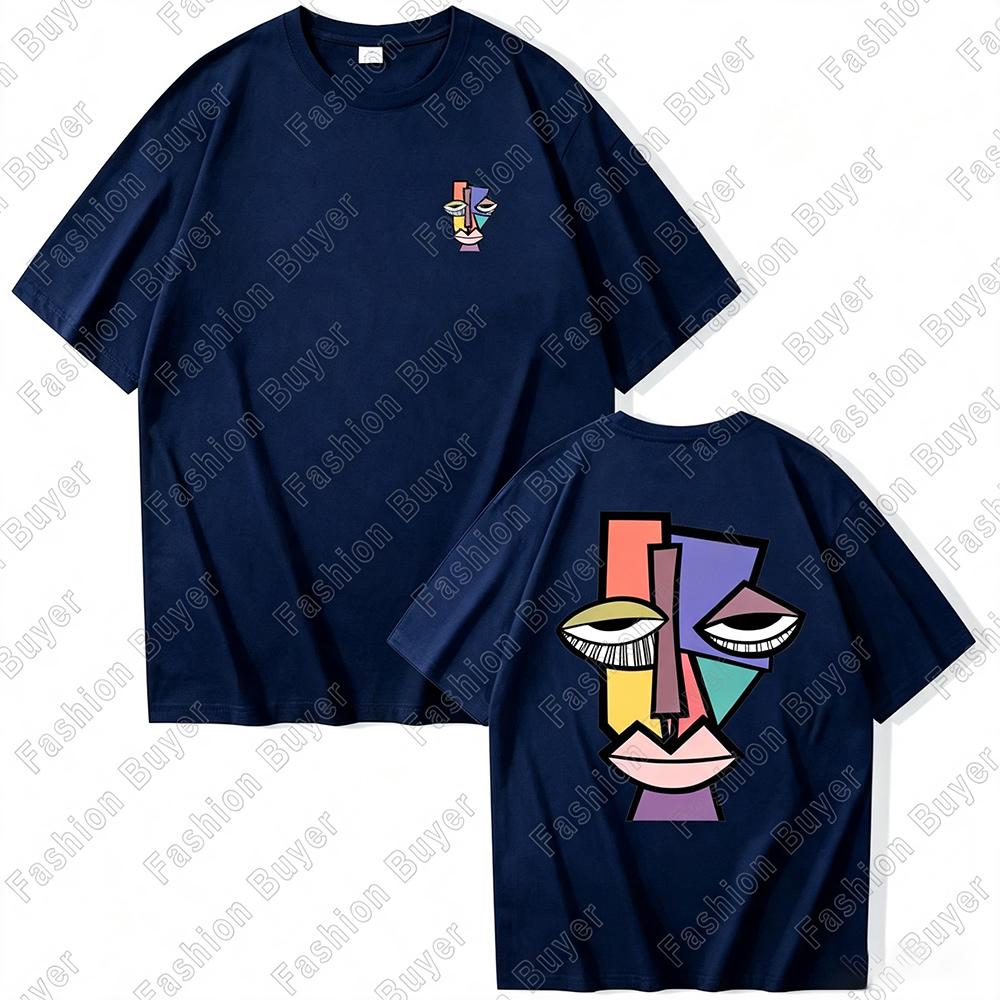 Geometric Abstractionists Print TShirt Unisex Crew Neck Shortsleeved Retro Street YK Hip Hop Casual Fashion Tops Clothing