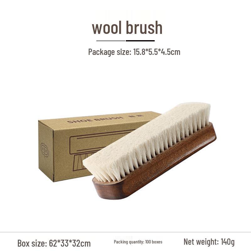 High-Grade Wool Shoe Brush with Super Soft Bristles - Safe for Cleaning Leather Shoes and Bags