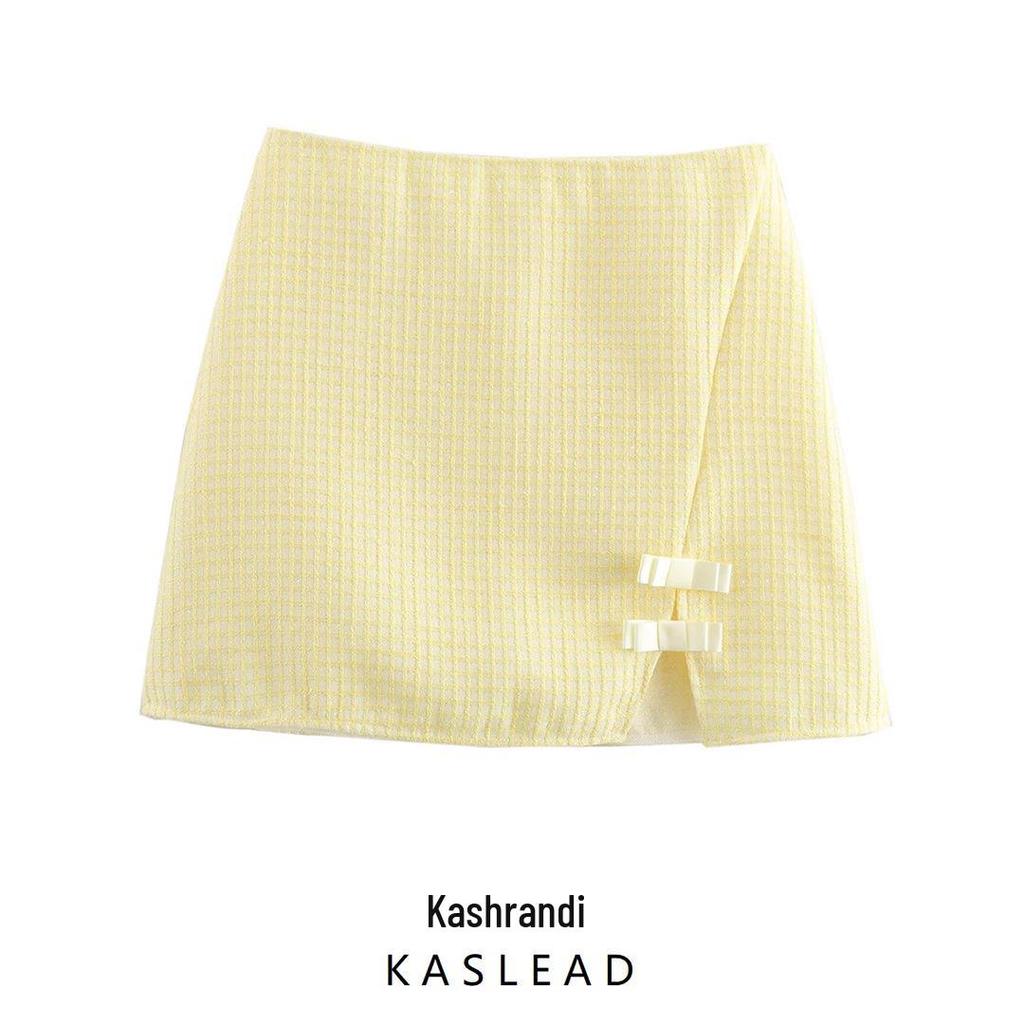 2025 Spring Women's European American Style Versatile Bow Decor Half Skirt