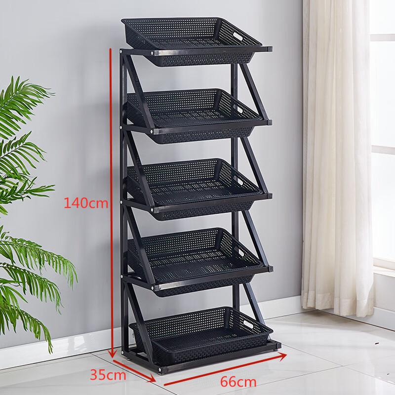 Modern Steel-Wood Produce Display Shelf