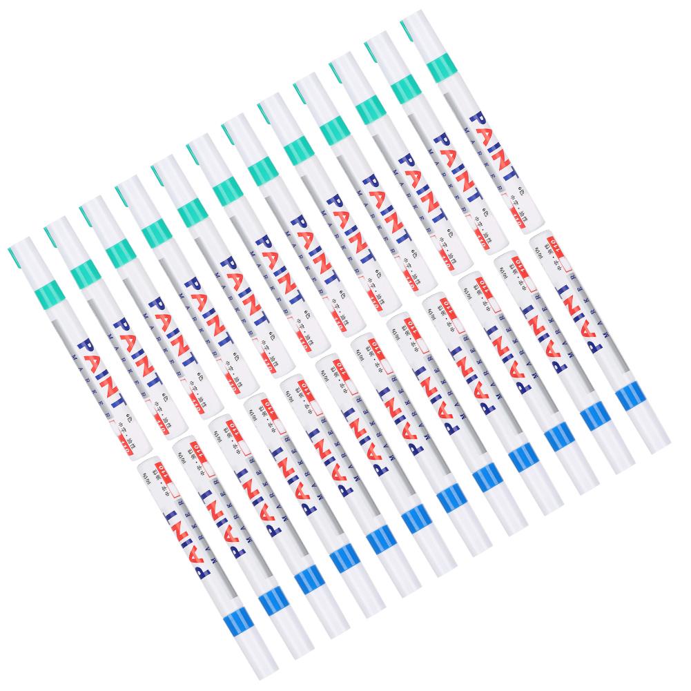 2Boxes Waterproof Paint Pens Waterproof Marker Signature Pen for Glass Metal Wood Fabric Tyre Tread BlueGreen