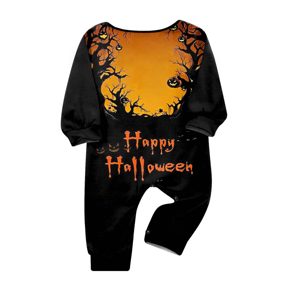 Family Matching Halloween Print Pajama Set Long Sleeve Top and Pants for Parents and Kids