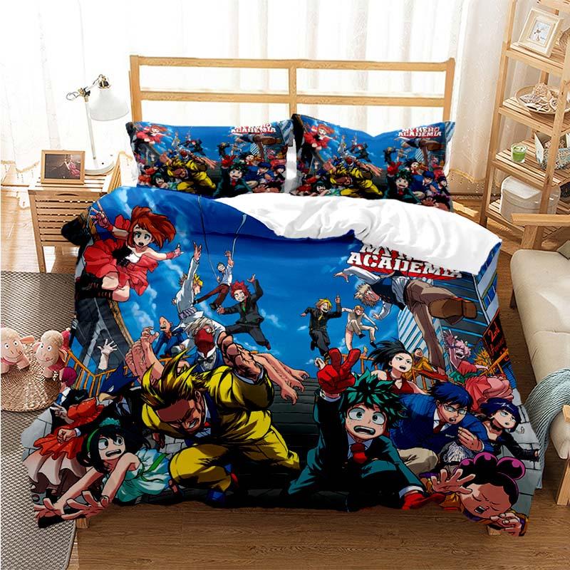 New Anime My Hero Academia Printed Bedding Set Duvet Covers Pillowcases Comforter Bedding Sets Bedclothes Bed Linen Home Textile