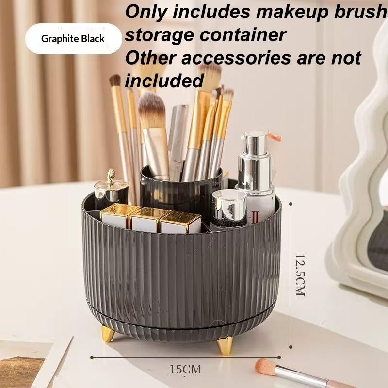 1Pcs 5 Slot Cosmetic Organizer 360° Rotating Makeup Brush Holder For Nail Polishes Skincare Perfumes Desktop Vanity Storage
