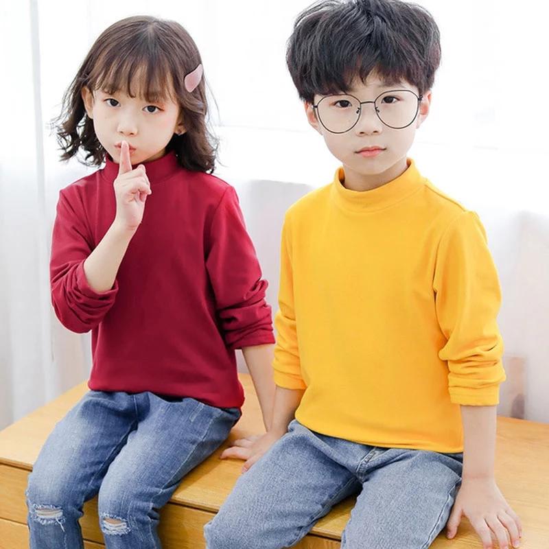 Girls Sweaters Solid Candy Color Boys Sweaters Autumn Wool Baby Girl Bottoming T-shirt Sweater Kids Clothing Girls Pullover