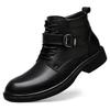 Men's Genuine Leather Martin Boots - Non-slip, Thick-soled, Large Size (46-48) for Autumn/Winter Outdoor Use