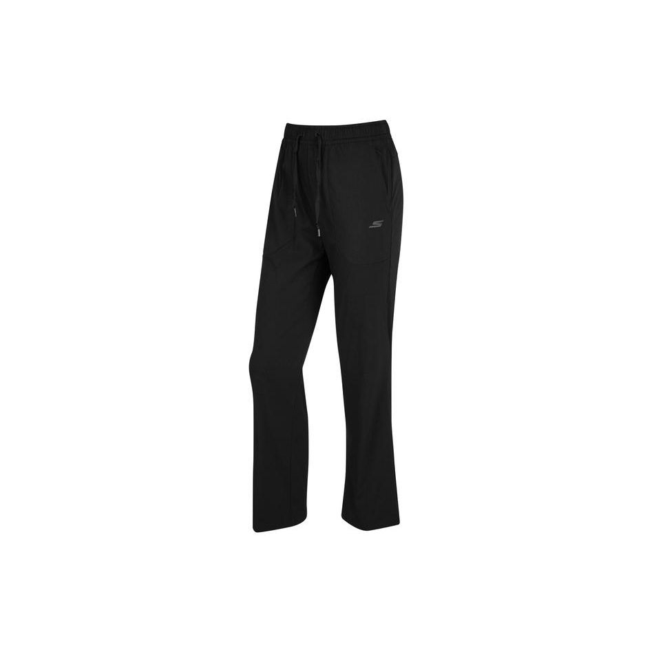Skechers Solid Color Mid Waist Lace Up Flared Outdoor Quick Dry Casual Pants Women pants Carbon-Black P224W050-0018 S
