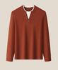 Men's Cashmere-Blend Thick Knit Sweater - Round Neck, Relaxed Fit, Faux Two-Piece, Casual Style