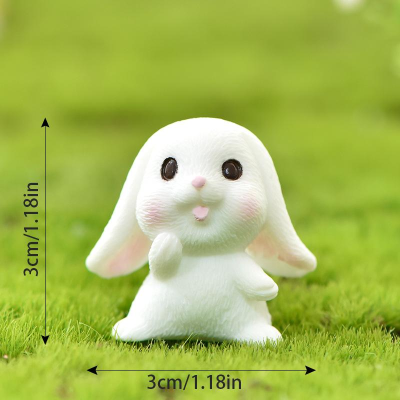Niedliches Kaninchen-Häschen-Ornament, Kunstharz, für Zuhause, Mini-Häschen, Miniaturfiguren, Miniatur-Landschaftsdekoration, Heim, Osterdekoration