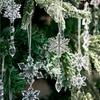 10 PCS Acrylic Crystal Christmas Tree Decoration Xmas Ornaments Hanging Snowflake Icicle for Winter Holiday Party Decor Supplies